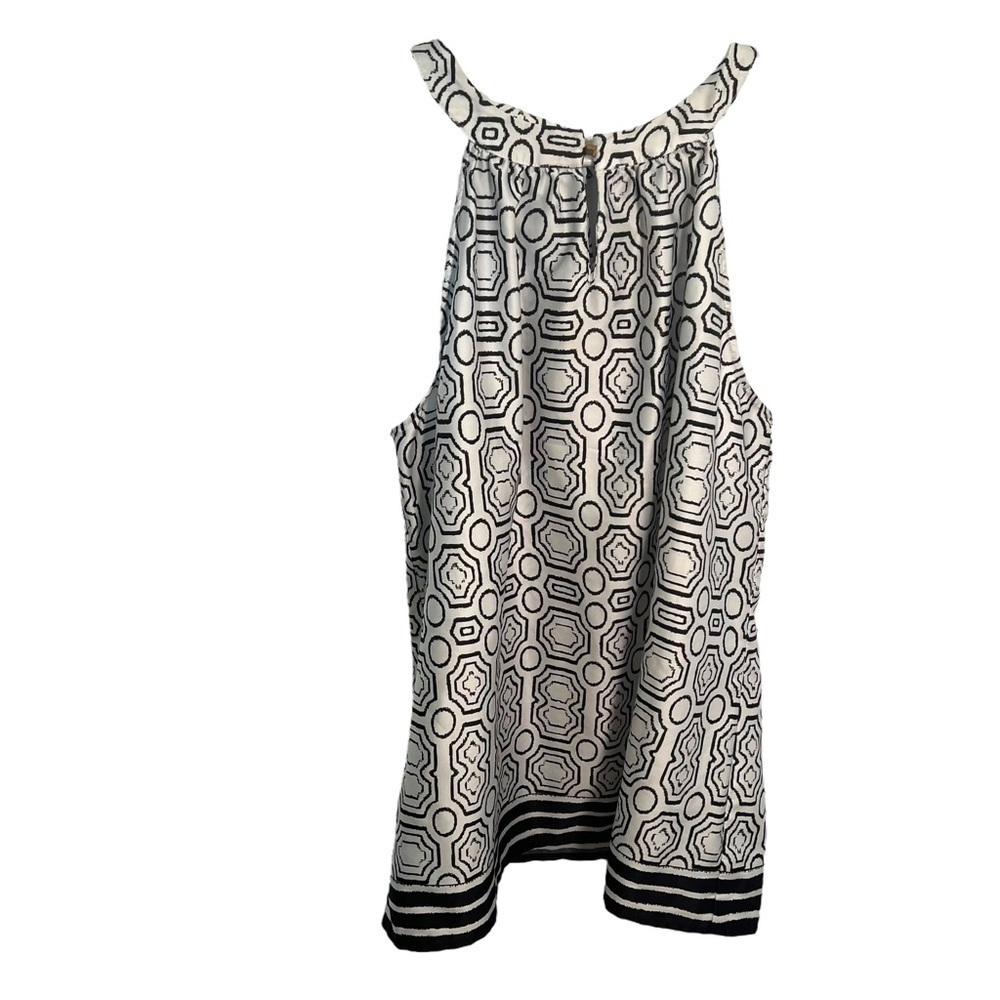 The Limited Women's Size Large Sleeveless Blouse High Neck White Black Geometric